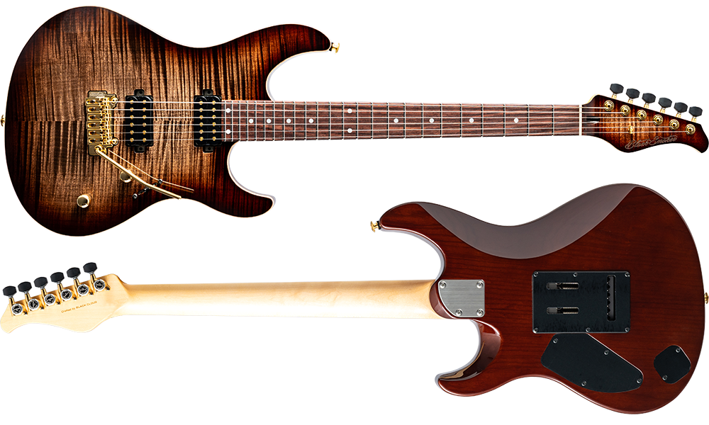 Black Smoker Guitar FUTURA-S HH Dark Brown Burst / Ash Back AAAA Flame Mable Top Body